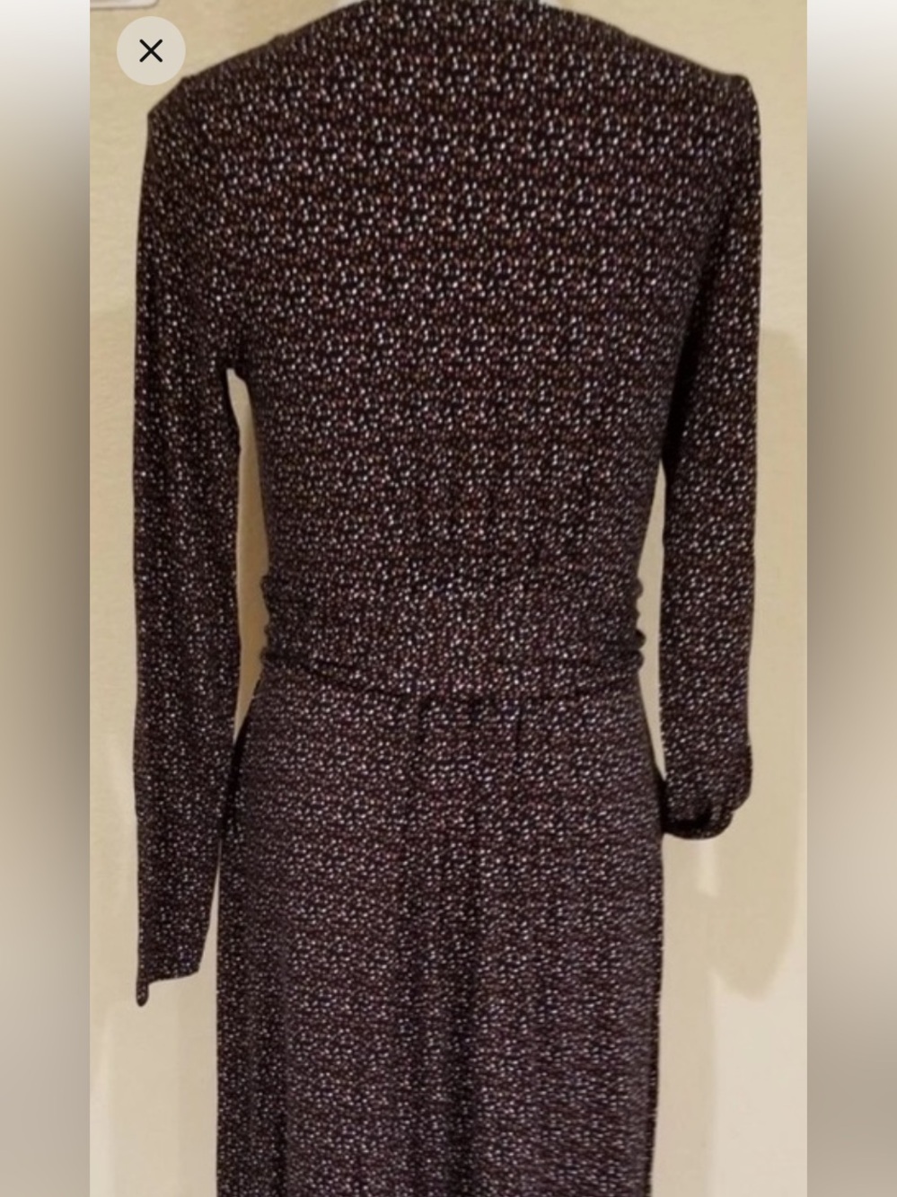 Boden Dark Brown Micro-Dot Print Long Sleeve Midi Dress - Picture 12 of 13